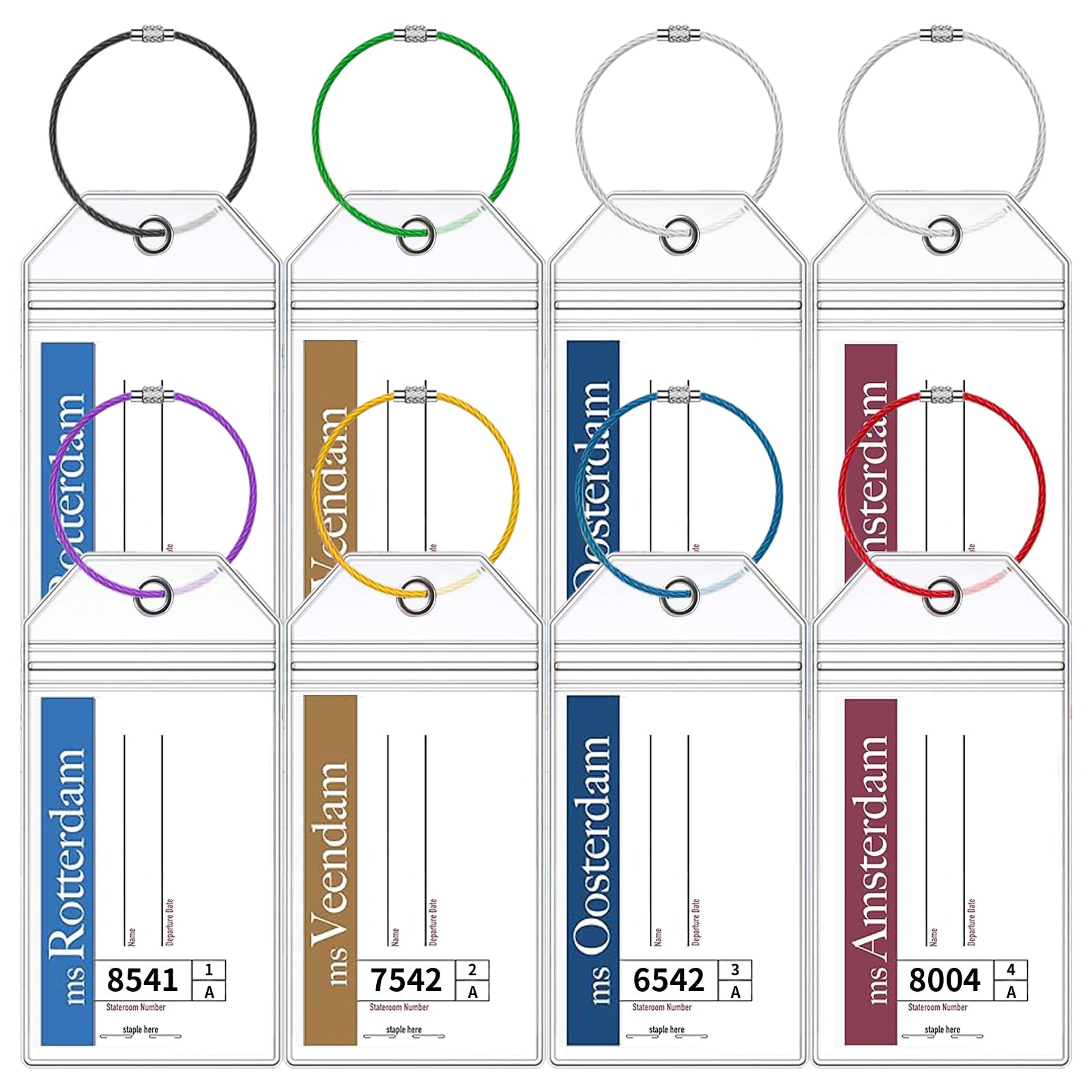 Amazon.com | 8 Pack Holland America Luggage Tag Holders, Zip Seal